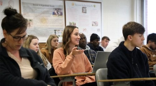 Student asking question in Criminal Justice course at CU-Lock Haven
