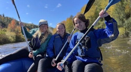 Quest students kayaking