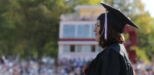 Close-up of student and CU-Lock Haven Commencement in 2023