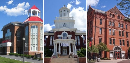 Collage of buildings on Commonwealth University's three campuses.