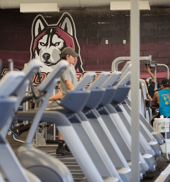 Student exercising at the Bloomsburg Recreation center