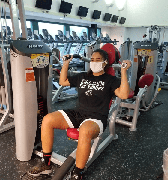 Student exercising at the Mansfield Recreation center