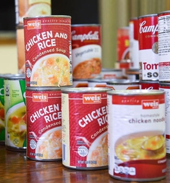 Soup cans at Food Cupboard