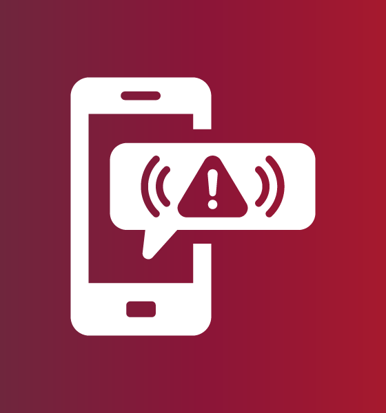 Emergency Notification icon showing a phone with a warning notification..