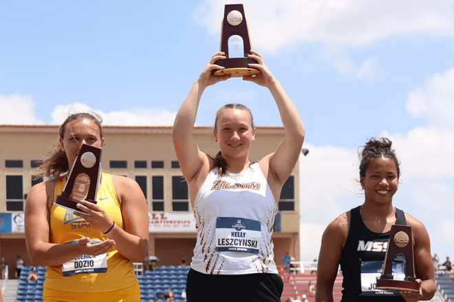 Kelly Leszcynski is the first-ever national champion for the Bloomsburg women's track and field program and just the second between the Huskies men's and women's teams.