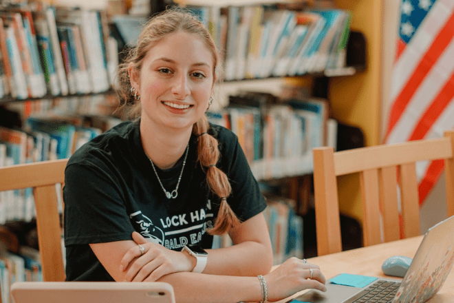 Commonwealth University Lock Haven education student with a laptop