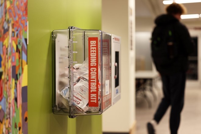A Commonwealth University-Bloomsburg senior eying a career in emergency medicine is turning campus spaces into safer places by pairing bleeding control kits with the familiar defibrillator boxes in hallways.
