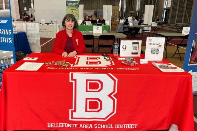 A recruiter for the Bellefonte Area School District at a recent Career Connections Expo