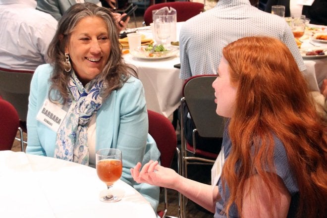 Barbara Romano with scholarship recipient Lauren Barnes