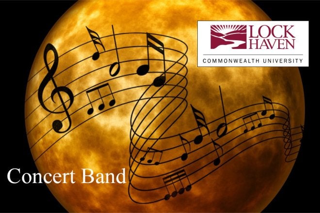 An orange colored moon or planet with music notes overlaid across the surface.
