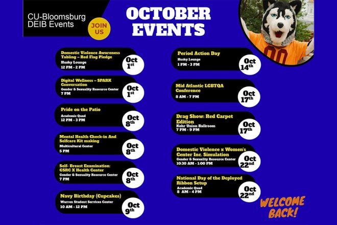 Bloomsburg October Events Graphic