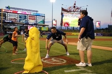 People on a baseball field.