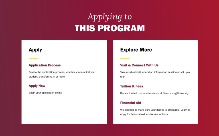 a screenshot of the degree program page