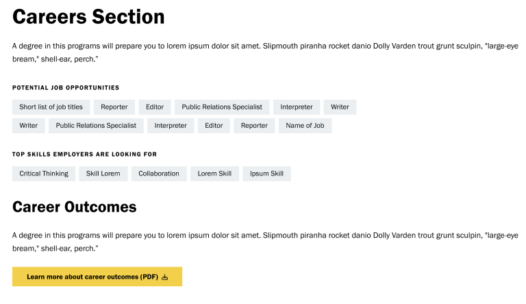 a screenshot of the degree program page