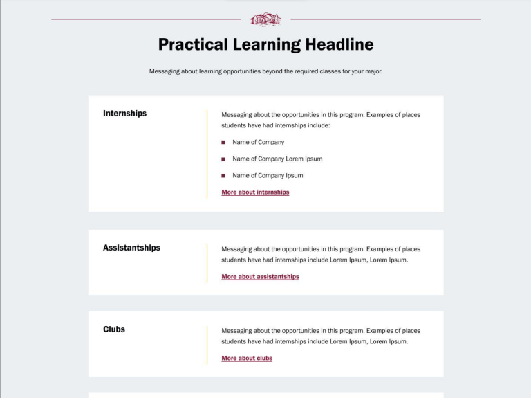 a screenshot of the degree program page