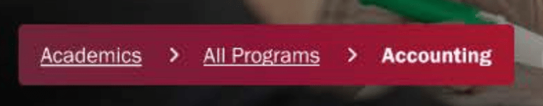 a screenshot of the degree program page