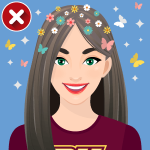 Bloomsburg ID Card Sample Photo - Denied - Filter or Lens