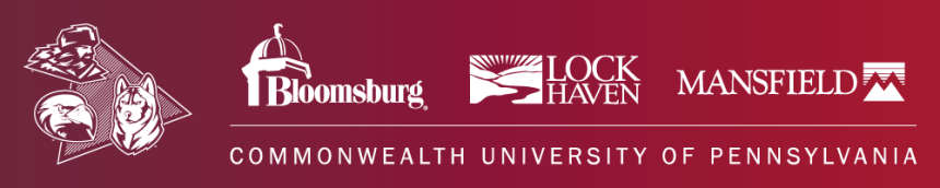 Commonwealth University banner with legacy school logos and tri-mascot mark.