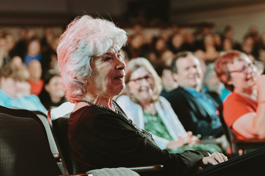 Peggy Dettwiler in the audience during her farewell concert at Commonwealth University-Mansfield, formerly Mansfield University