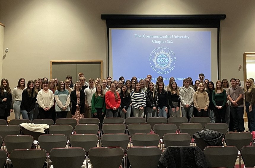 Commonwealth University’s chapter of Phi Kappa Phi, one of the nation’s oldest and most prestigious honor societies, recently celebrated the academic achievements of more than 60 sophomores of varying majors at Bloomsburg.